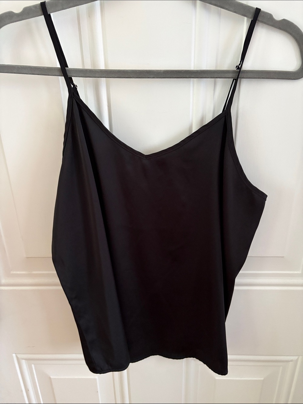 (5/$20) Satin Black Spaghetti-Strap Cami